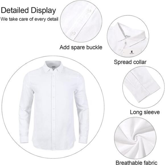 Mens Casual Long Sleeve Cotton Linen Shirts Buttons Down Solid Plain Roll-Up - Picture 4 of 7